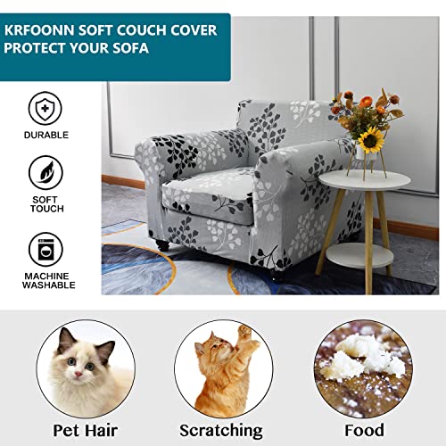 KRFOONN 2 Piece Chair Covers Printed Sofa Covers Couch Covers Washable Armchair Sofa Couch Slipcover Furniture Protector with Elastic Bottom for Living Room (Armchair, 02), Small - Image 5