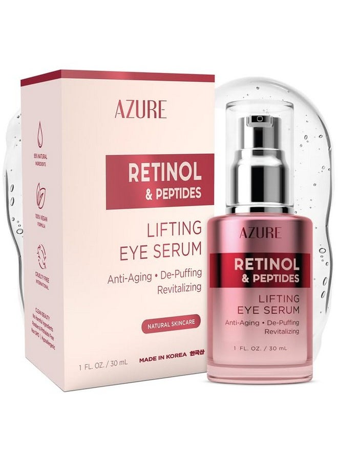 Azure Cosmetics AZURE Retinol & Peptides Lifting Eye Serum - Anti Aging, De-Puffing & Revitalizing Dark Circle Corrector - Reduces Wrinkles, Fine Lines & Under Eye Bags - Skin Care Made in Korea - 30mL / 1 fl.oz.  - Image 1
