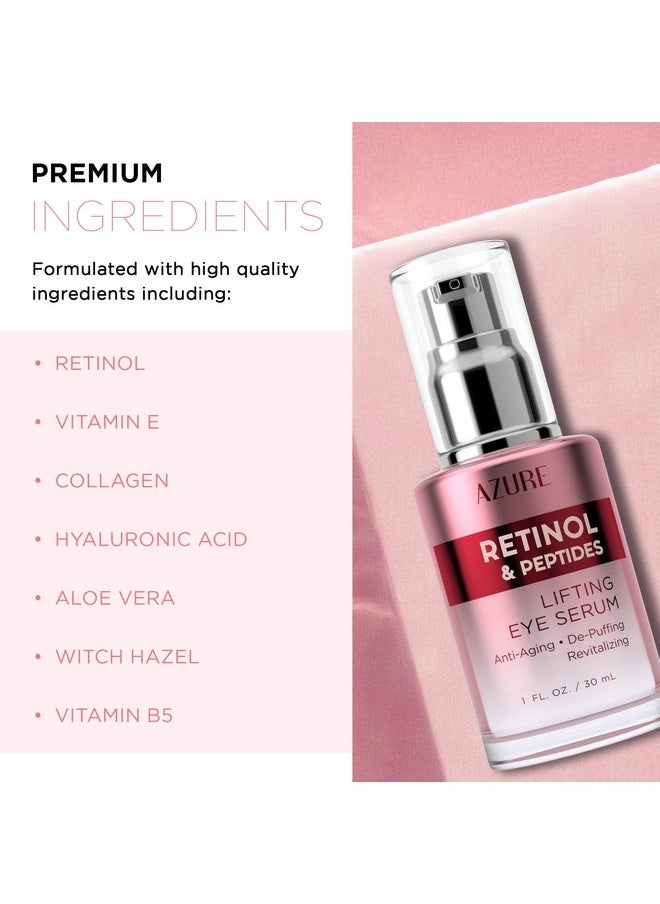 Azure Cosmetics AZURE Retinol & Peptides Lifting Eye Serum - Anti Aging, De-Puffing & Revitalizing Dark Circle Corrector - Reduces Wrinkles, Fine Lines & Under Eye Bags - Skin Care Made in Korea - 30mL / 1 fl.oz.  - Image 2