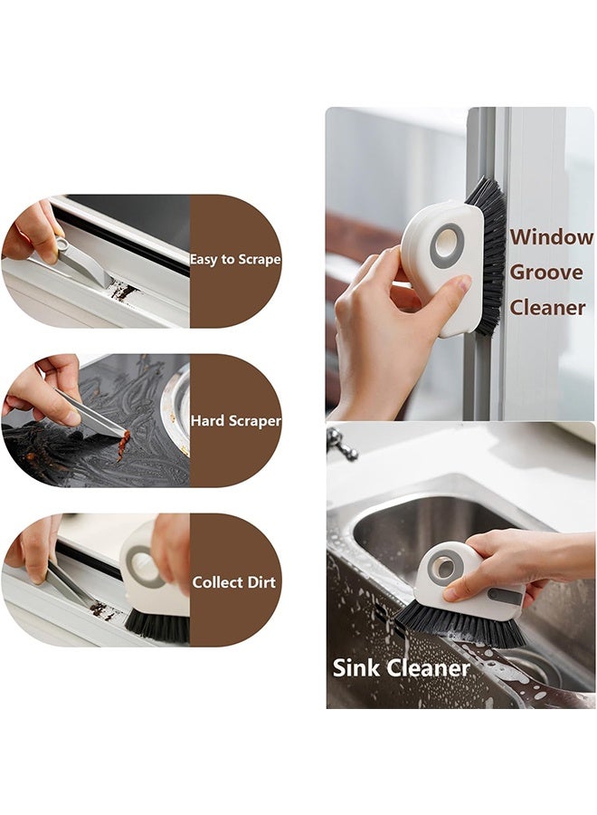 Groove Cleaning Brush 2 in 1 Grout Cleaner Tool Grip Brush Hard Bristle Crevice Cleaning Brush for Sliding Door Track, Window Sill, Window Seal - Image 4