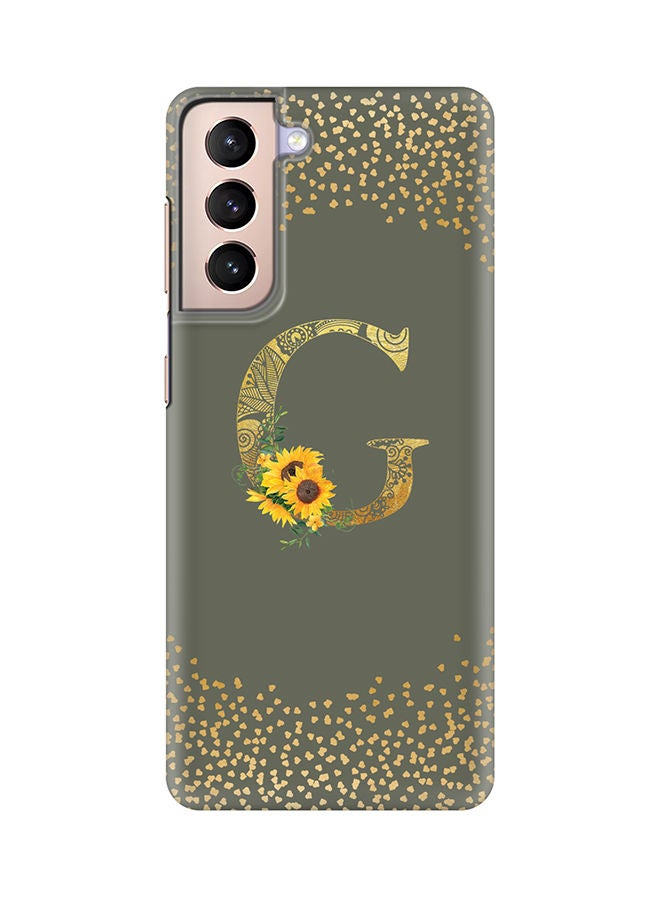 Stylizedd Monogram Slim Cover for Samsung Galaxy S21 Plus 5G Case Custom Initials Letter Floral Pattern Snap Series Mobile Cover Matte Alphabet  - G (Olive Green) - Image 1