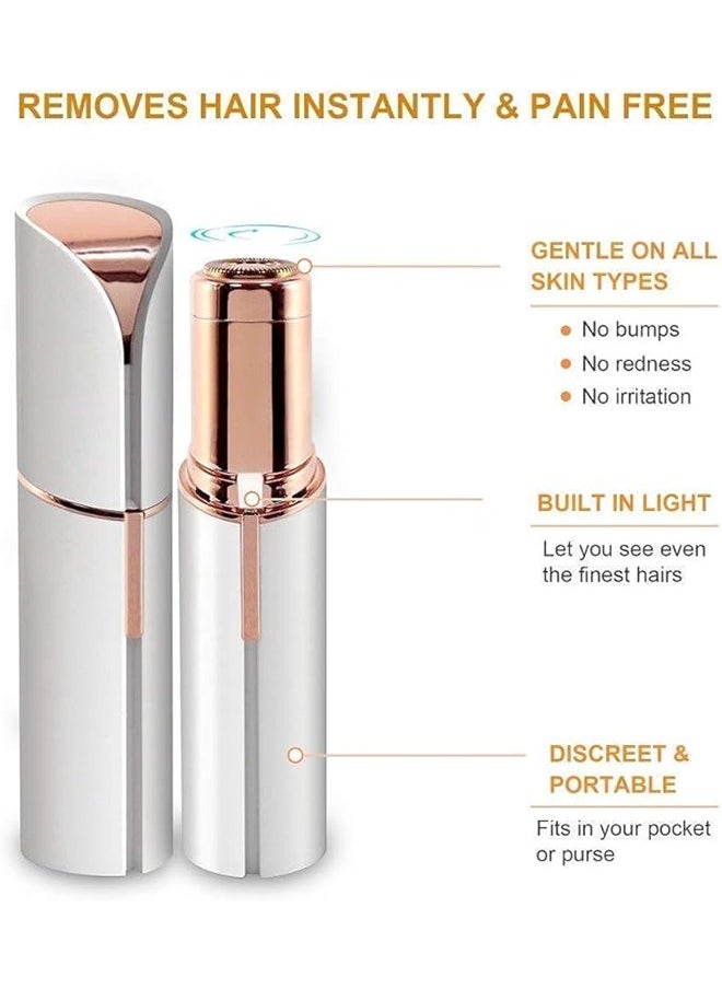 Generic - Facial Hair Remover for Women, Rechargeable Facial Hair Removal Device, Painless Facial Epilator, Eyebrow Lips Body Facial Hair Removal - White/Gold - Image 1