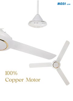 MODI 56 Inch Three-Blade Indoor Ceiling Fan White With Gold Decor And 5 Speed Control  - Image 5