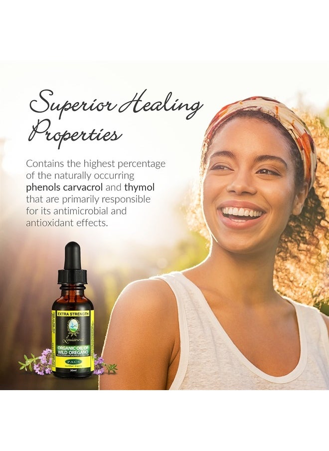 Louianna - Organic Wild Oregano Oil, Pure Oil of Oregano Drops, Wild Oregano Essential Oil with 80 Percent Carvacrol, Oregano Oil Drops For Oral or Topical Use, 30 mL - Image 1