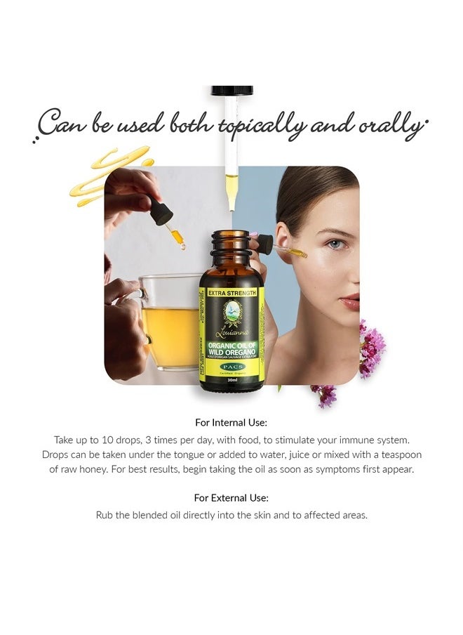 Louianna - Organic Wild Oregano Oil, Pure Oil of Oregano Drops, Wild Oregano Essential Oil with 80 Percent Carvacrol, Oregano Oil Drops For Oral or Topical Use, 30 mL - Image 1
