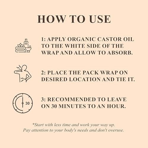 Handcraft Blends Castor Oil Pack Wrap - Organic Castor Oil 16 oz with Reusable Wraps - Durable Comfortable Pack Wraps for Neck and Stomach with Adjustable Elastic Straps - Image 2