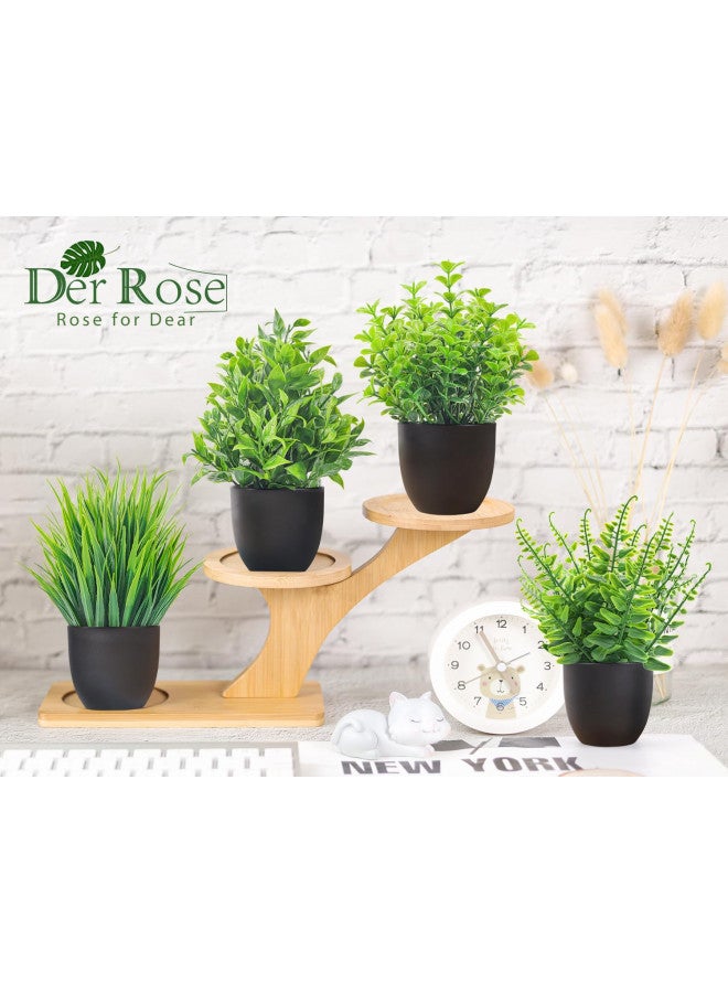 Der Rose Fake Plants 4 Packs Artificial Plants Small Faux Plants Black Bathroom Accessories for Bathroom Home Office Desk Decor Indoor - Image 1