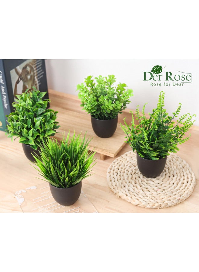 Der Rose Fake Plants 4 Packs Artificial Plants Small Faux Plants Black Bathroom Accessories for Bathroom Home Office Desk Decor Indoor - Image 3