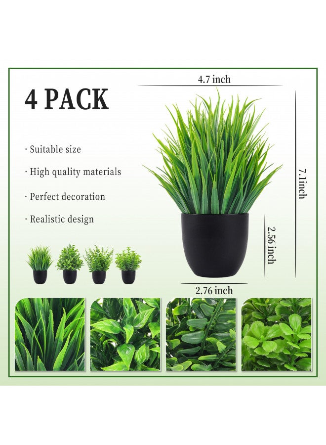 Der Rose Fake Plants 4 Packs Artificial Plants Small Faux Plants Black Bathroom Accessories for Bathroom Home Office Desk Decor Indoor - Image 2