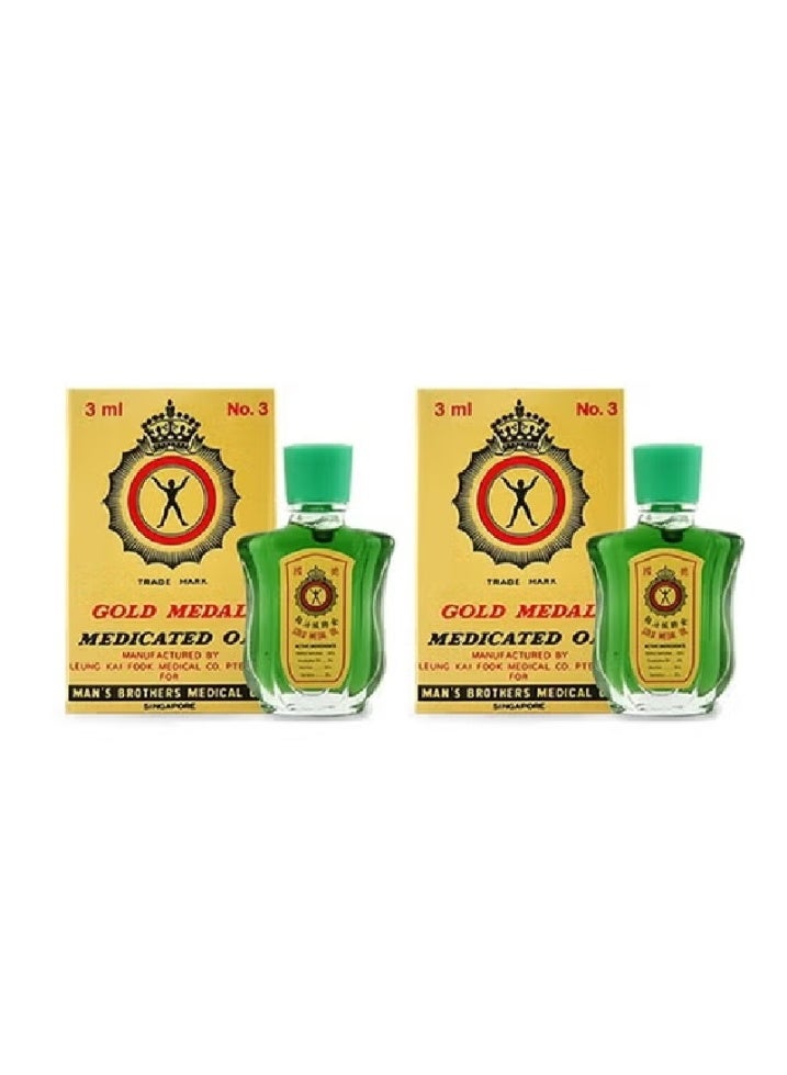 جولد ميدال مجموعة من 2 حبه زيت مكافحة الرياح من الوسام الذهبي - 3x2 مل