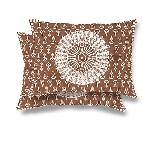 RajasthaniKart® Comfort Rajasthani Jaipuri Traditional Sanganeri Print 144 TC 100% Cotton Single Bedsheet with 1 Pillow Cover SB-259 (Brown) - Image 5
