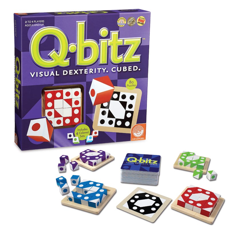 Mindware Q-Bitz Pattern Matching Fun Board Games for Family Game Night | Ages 8 and up 2-4 Players - Image 1