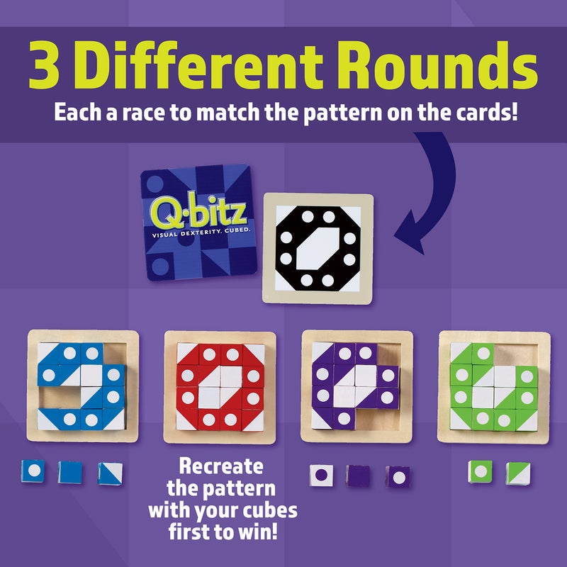 Mindware Q-Bitz Pattern Matching Fun Board Games for Family Game Night | Ages 8 and up 2-4 Players - Image 3