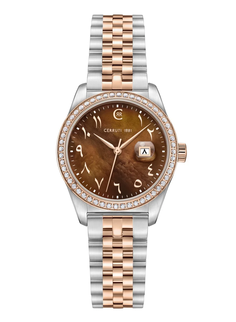 شيروتي 1881 Baccio Brown Dial Stainless Steel Bracelet Analog Watch for Women, 31mm