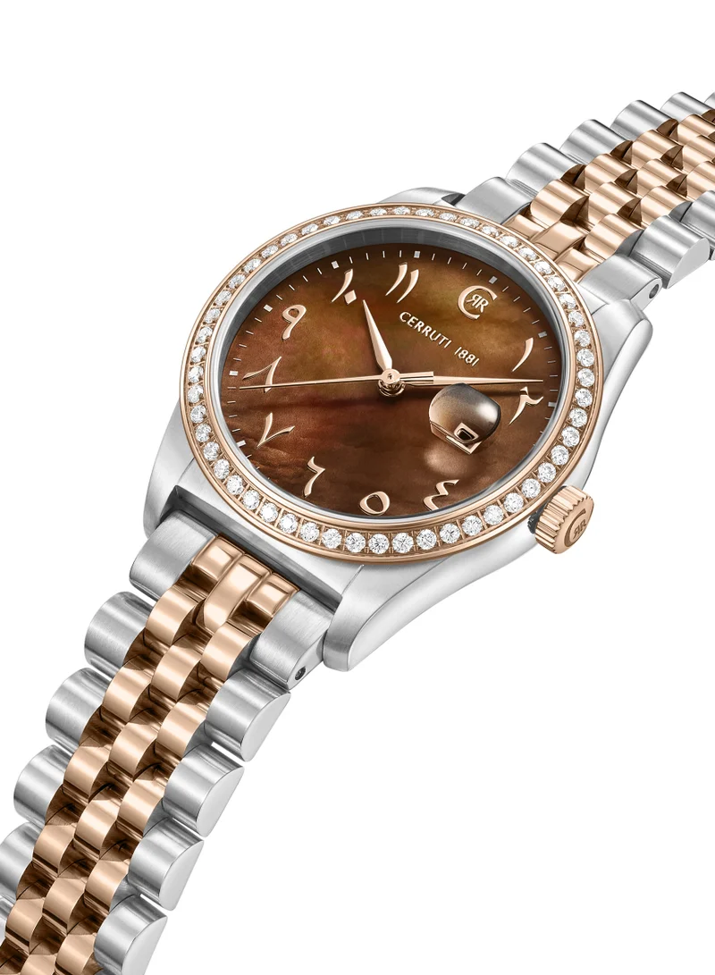شيروتي 1881 Baccio Brown Dial Stainless Steel Bracelet Analog Watch for Women, 31mm