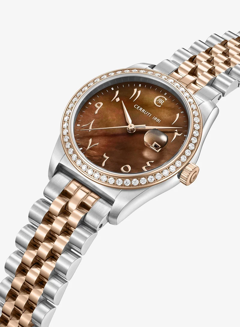 شيروتي 1881 Baccio Brown Dial Stainless Steel Bracelet Analog Watch for Women, 31mm