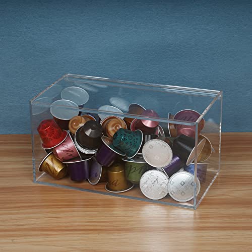 Heyrelda Coffee Pod Holder Acrylic K Cup Holder Organizer for Nespresso Vertuoline Capsules, Tea Bag, Sugar Packets, Coffee Capsule Storage Organizer with Hinge Lid Coffee Bar Accessories, Clear - Image 4