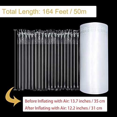 FVIEXE 13.7 Inch x 164 Feet Bubble Cushioning Wrap Roll, Large Bubble Air Bubbles for Packaging Moving Shipping Delivering with Free Pump, Inflatable Air Column Bubble Bag Wine Bottle Protector - Image 2