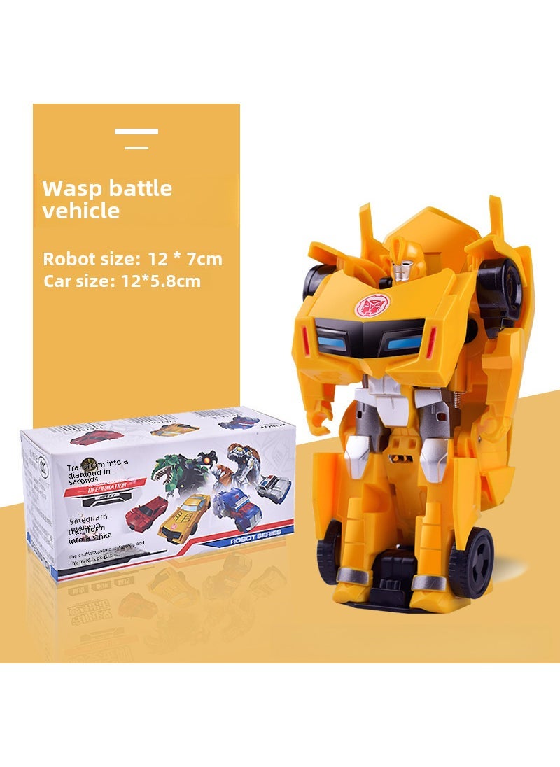 Arabest Kids Cartoon Transformer Toy Car One-Step Deformation Robot Imperial Bee Chariot 