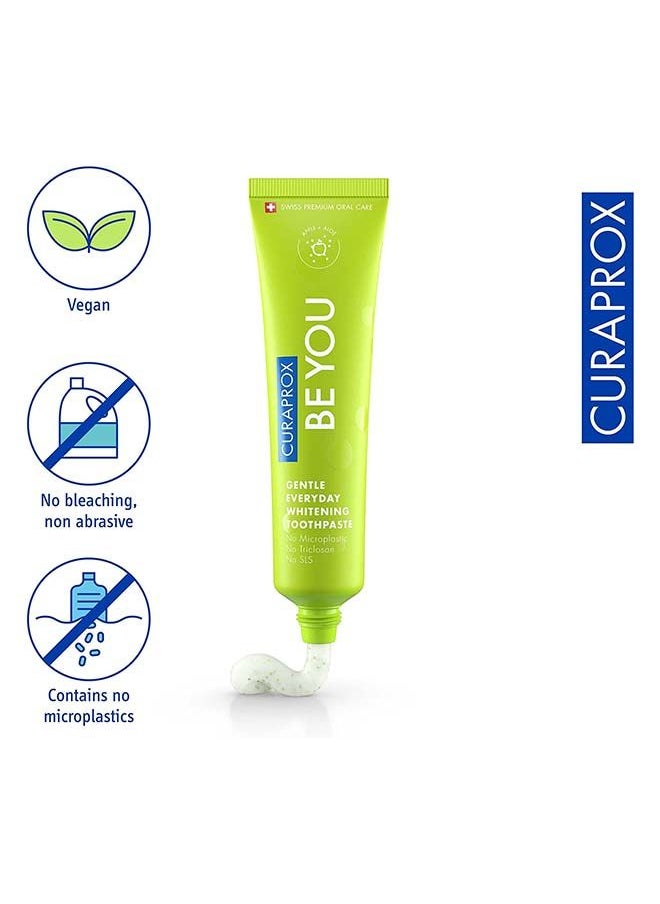 CURAPROX معجون أسنان كورابروكس بي يو أبل + الصبار أخضر 60 مل - معجون أسنان لطيف للتبييض اليومي - خالٍ من كبريتات الصوديوم الصوديوم، وخالي من البلاستيك الدقيق، وخالي من التريكلوسان، ومعجون أسنان بالفلورايد  - Image 2