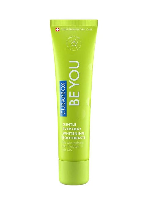 Curaprox Be You Apple + Aloe Vera Toothpaste Green 60ml - Gentle Everyday Whitening Toothpaste - SLS Free, Microplastic Free, Triclosan Free, Fluoride Toothpaste
