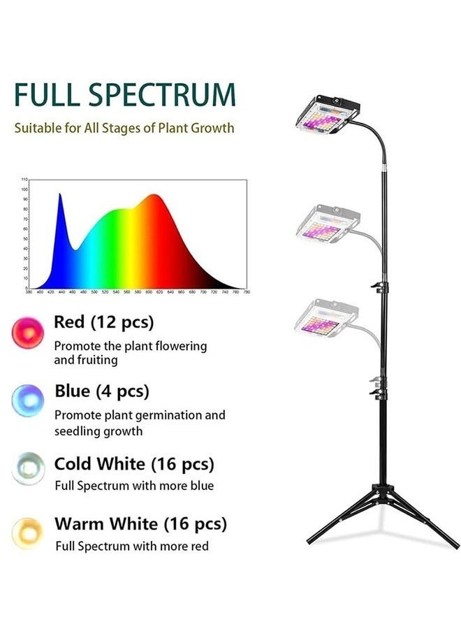 والالا ضوء نمو النبات مع حامل 150 وات مصباح نبات كامل الطيف LED مصباح نمو أرضي قائم قابل للتعديل حامل ثلاثي القوائم - Image 5