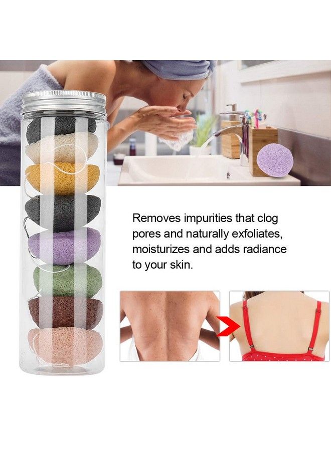 Salmue Konjac Sponge Set 8Pcs Color Round Type 100% Konjac Wash Face Flutter Natural Facial Care Body Sponges Gentle Exfoliating Deep Cleansing For Sensitive Oily & Acne Prone Skin - Image 5