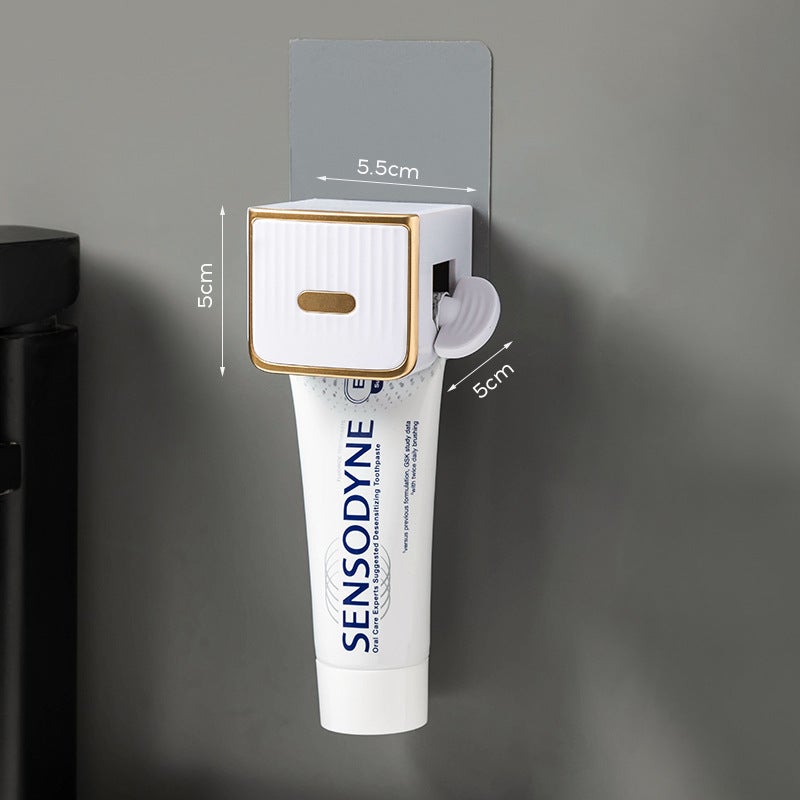 Kids Bathroom Toothpaste Squeezer Wall-Mount Manual Dispenser White 