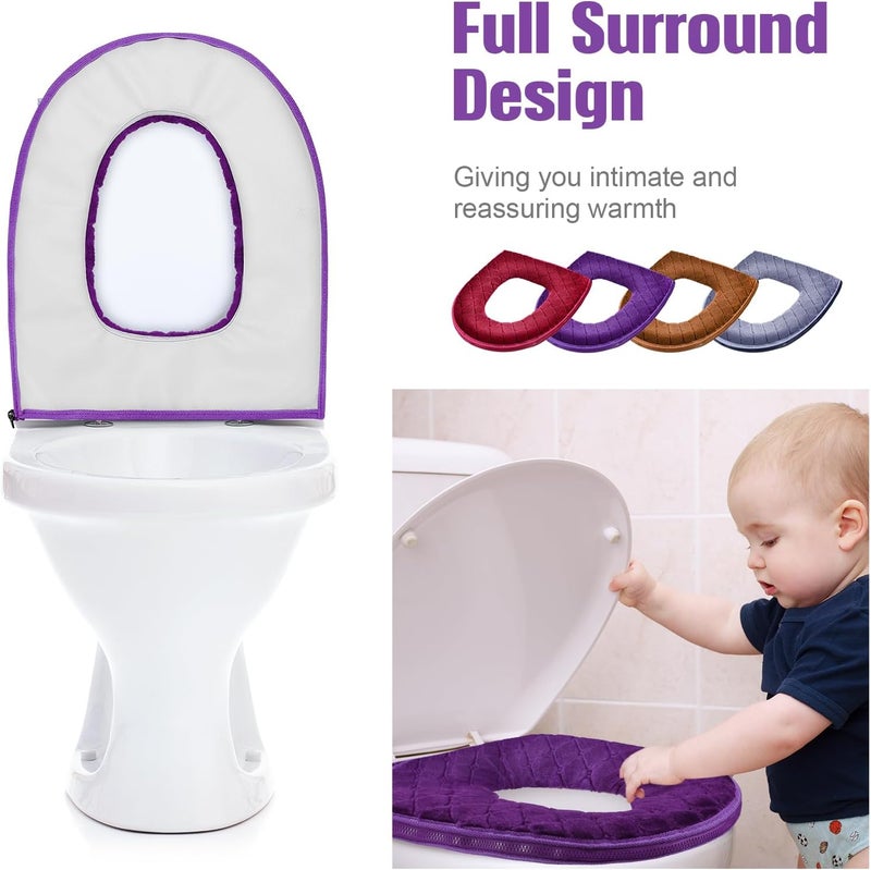 Riakrum Riakrum 8 Pcs Toilet Seat Covers Pads for Bathroom Soft Thicker Warmer Toilet Seat Cushion Covers Comfortable Washable Toilet Seat Cover Pads with Zipper Home Reusable  - Image 3