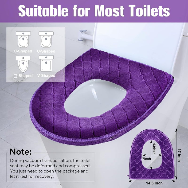 Riakrum Riakrum 8 Pcs Toilet Seat Covers Pads for Bathroom Soft Thicker Warmer Toilet Seat Cushion Covers Comfortable Washable Toilet Seat Cover Pads with Zipper Home Reusable  - Image 2