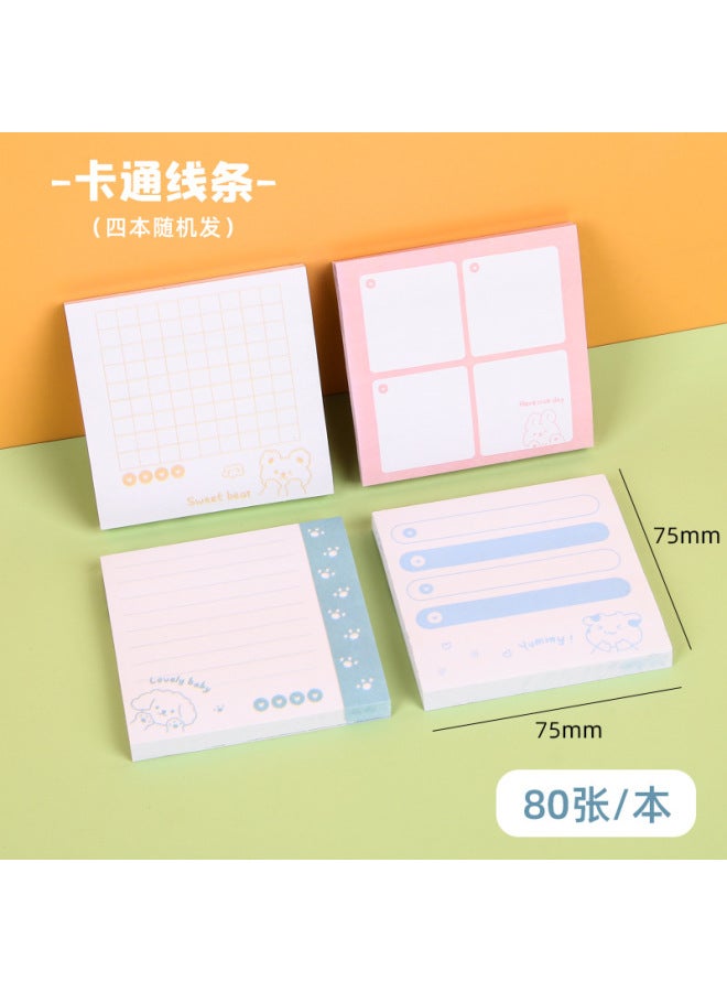 HELPS Cartoon Cute Sticky Notes Creative Student Sticky Notes Office Memo With Sticky Note Handbook Material Note Pad - Image 1