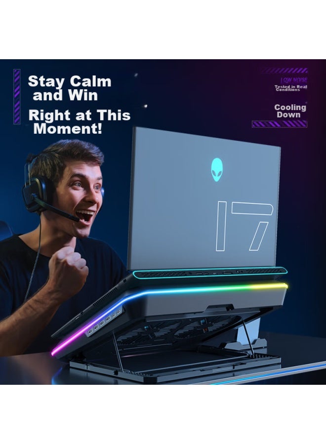 ICE COOREL Kuorui Bingzun A5 Laptop Cooling Pad, Computer Stand, Gaming Laptop Cooling Base, Adjustable Speed Cooling Stand, Suitable For Lenovo, Dell, Alienware, Lenovo Legion, Asus Rgb - Image 5