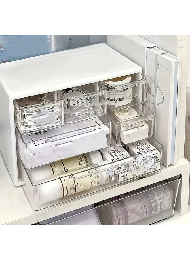 6 Drawer Desktop Storage Box Spacious Organizer For Office Stationery Dorm Essentials - Image 5