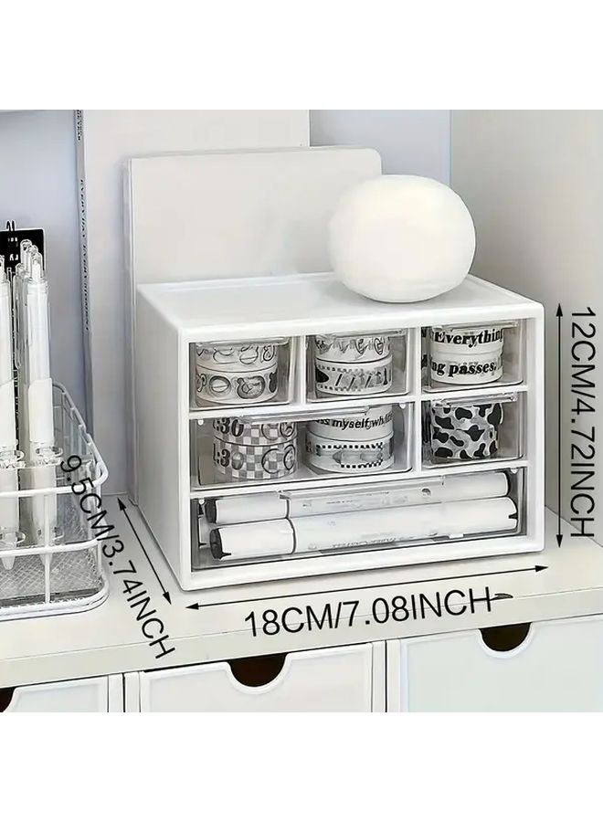 6 Drawer Desktop Storage Box Spacious Organizer For Office Stationery Dorm Essentials - Image 2