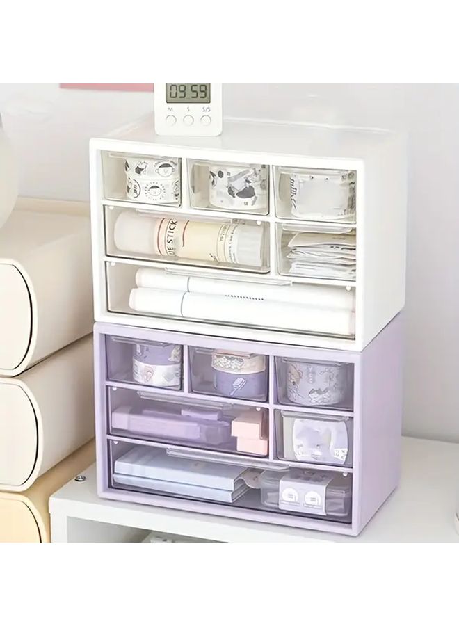 6 Drawer Desktop Storage Box Spacious Organizer For Office Stationery Dorm Essentials - Image 3