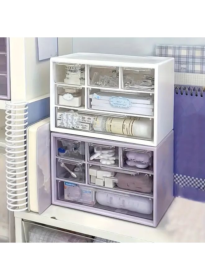 6 Drawer Desktop Storage Box Spacious Organizer For Office Stationery Dorm Essentials - Image 4