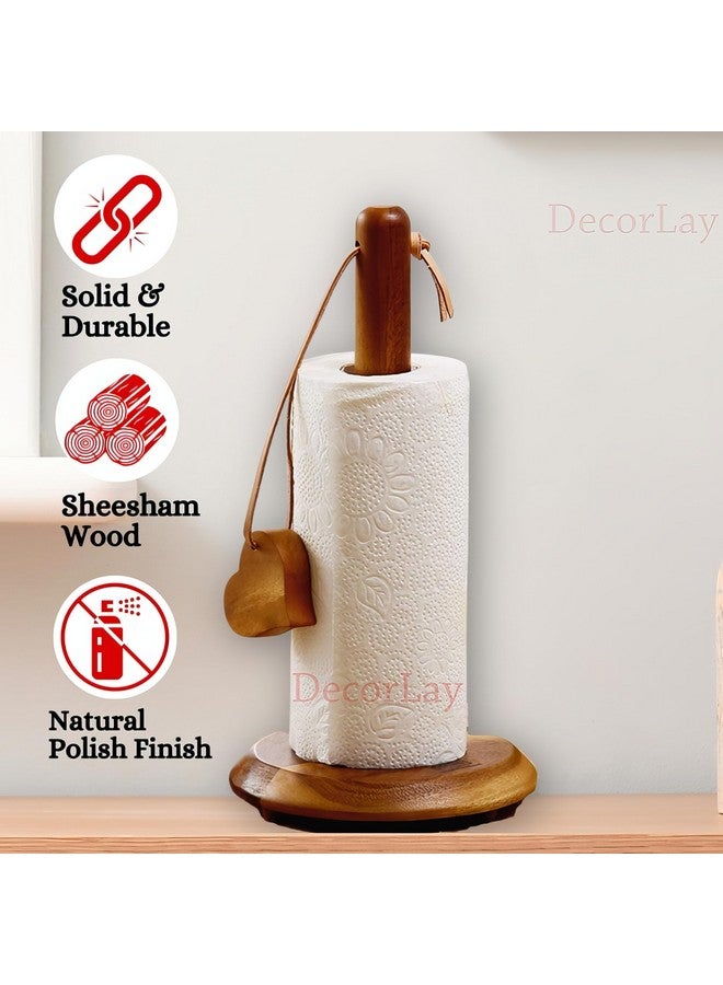 Decorlay Sheesham Wood Napkin Roll Holder Dinning Table for Kitchen Heart Shape Tissue Roll Holder Premium Tissue Paper Stand | Size - 30 x 15 CM | Color- Brown (Pack of 1) - Image 5