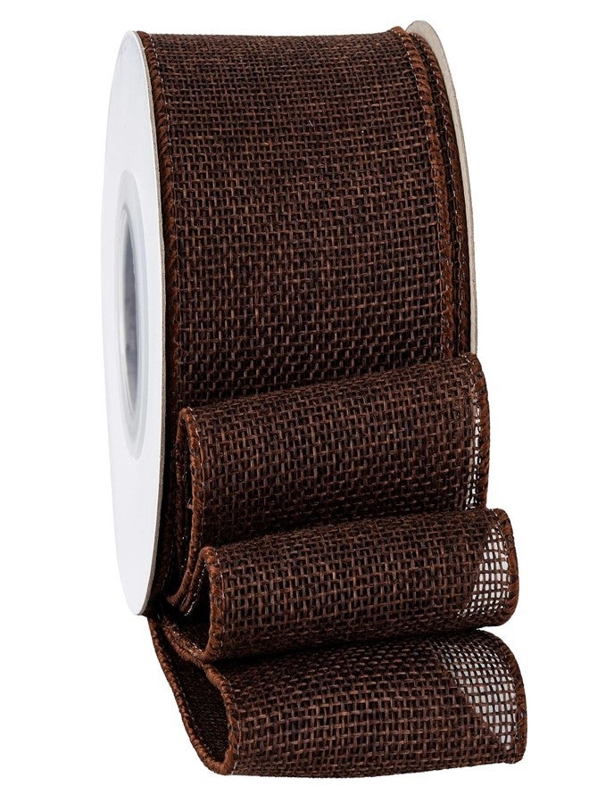 SDZMDL Brown Burlap Wired Ribbon 2-1/2 Inch, Solid Ribbon with Wire Edge for Mother's Day Big Bows, Outdoor Wreath, Gift Wrapping, 10 Yards/Roll. - Image 1
