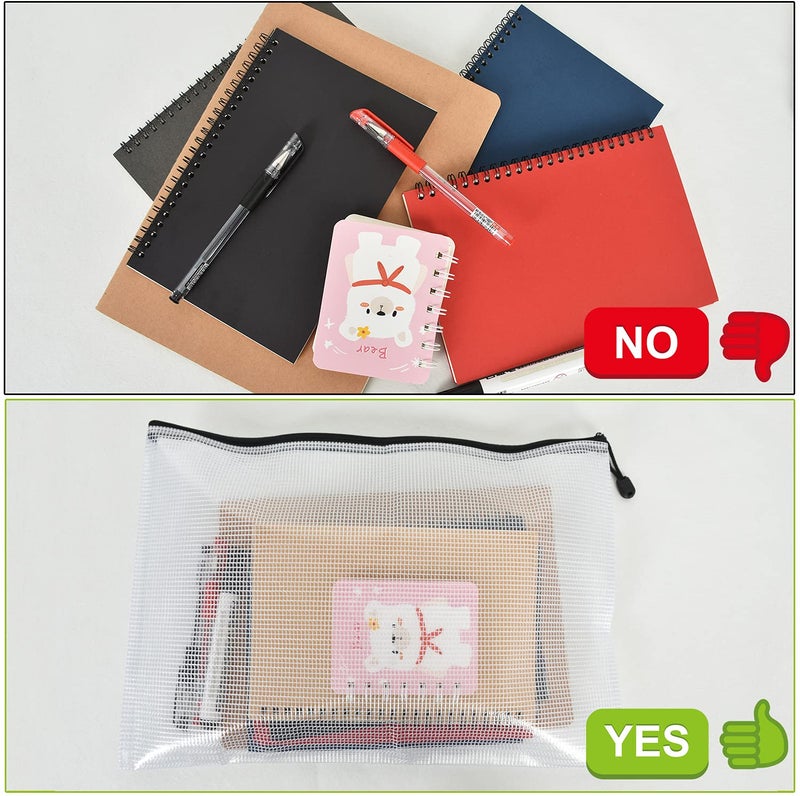 Vuzvuv 22Pcs A3 Size-16.9"x 12" Large Mesh Zipper Pouch with Label Sticker, Plastic Document Mesh Bag for File Board Game School Office Home Travel Storage（43cm30cm） - Image 5