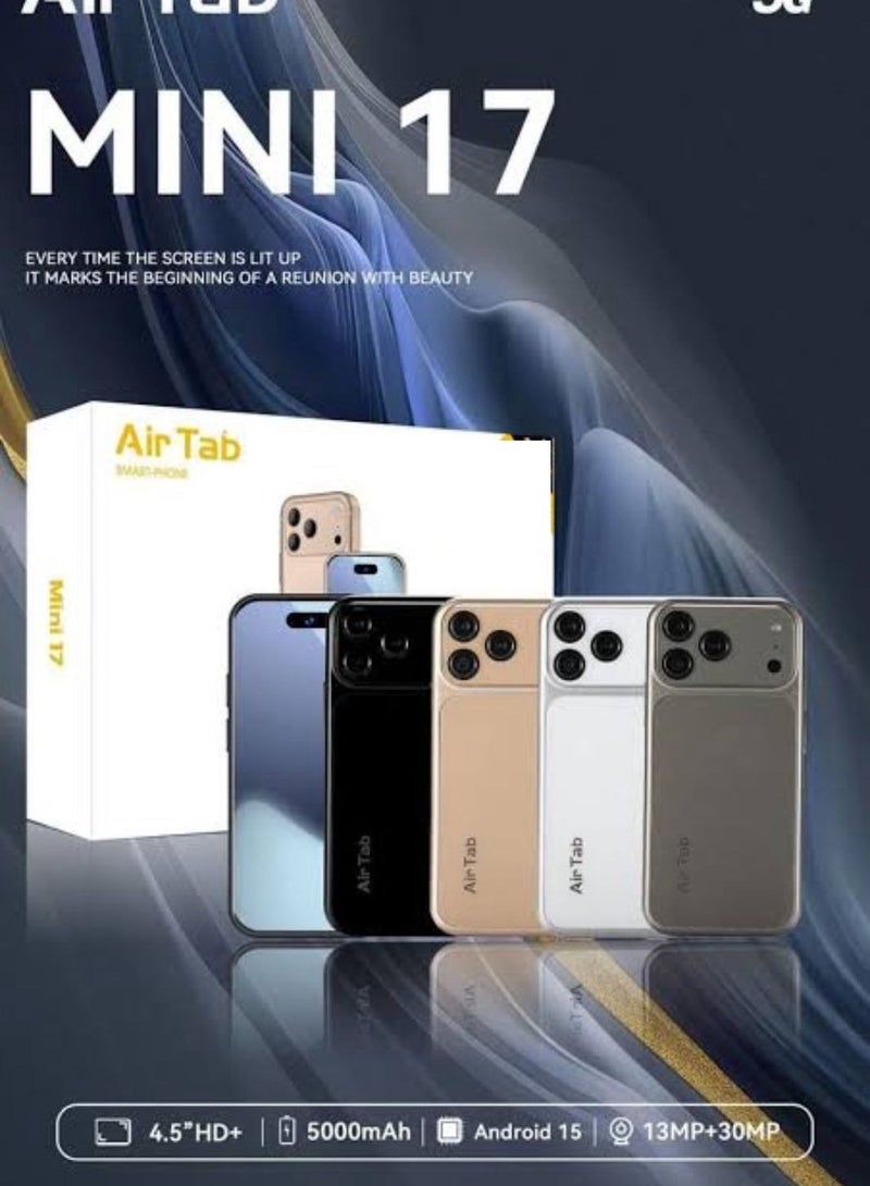 AirTab Mini 17 Super Mini Mobile Phone Android Quad Core Mobile Mini Smartphone Ultra Small Pocket Student Children Men and Women - BLACK - Image 1