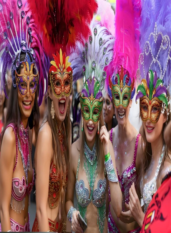 80UncleKimby 16PCS Retro Mardi Gras Masks Bulk Set: Party Decorations Carnival Favors(Felt) - Image 2