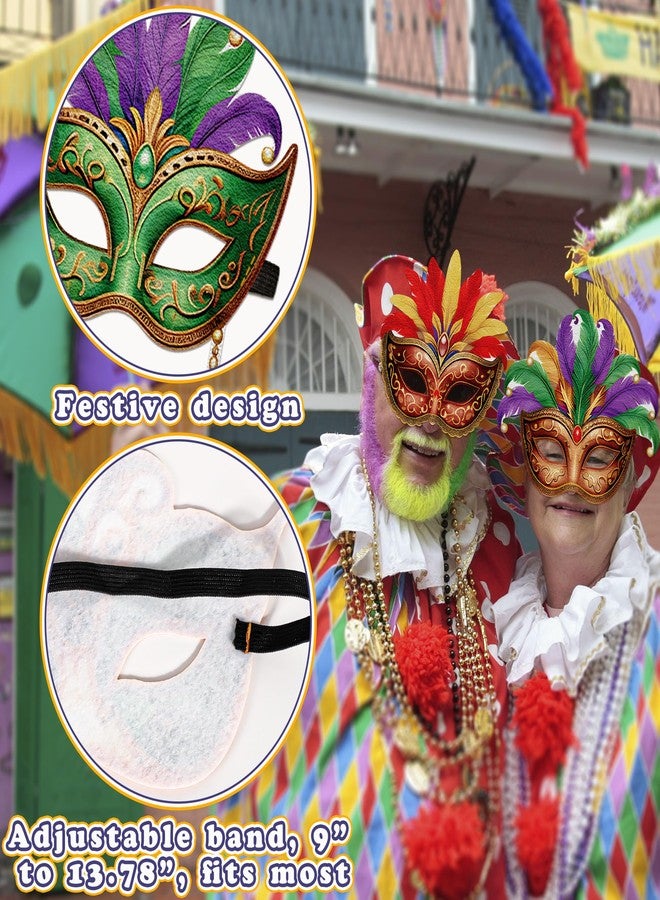 80UncleKimby 16PCS Retro Mardi Gras Masks Bulk Set: Party Decorations Carnival Favors(Felt) - Image 5