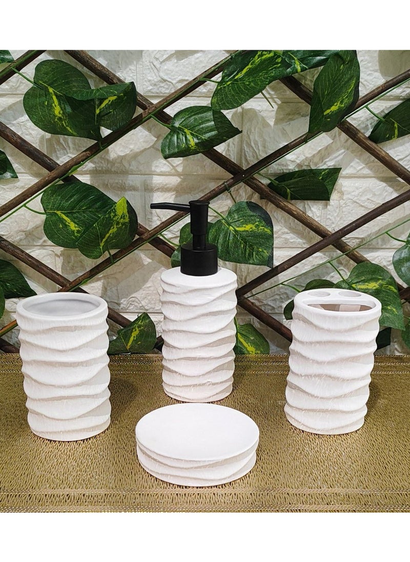 High quality imported porcelain bathroom set consisting of 4 different pieces 👌 Soap dispenser, toothpaste organizer, toothbrush organizer