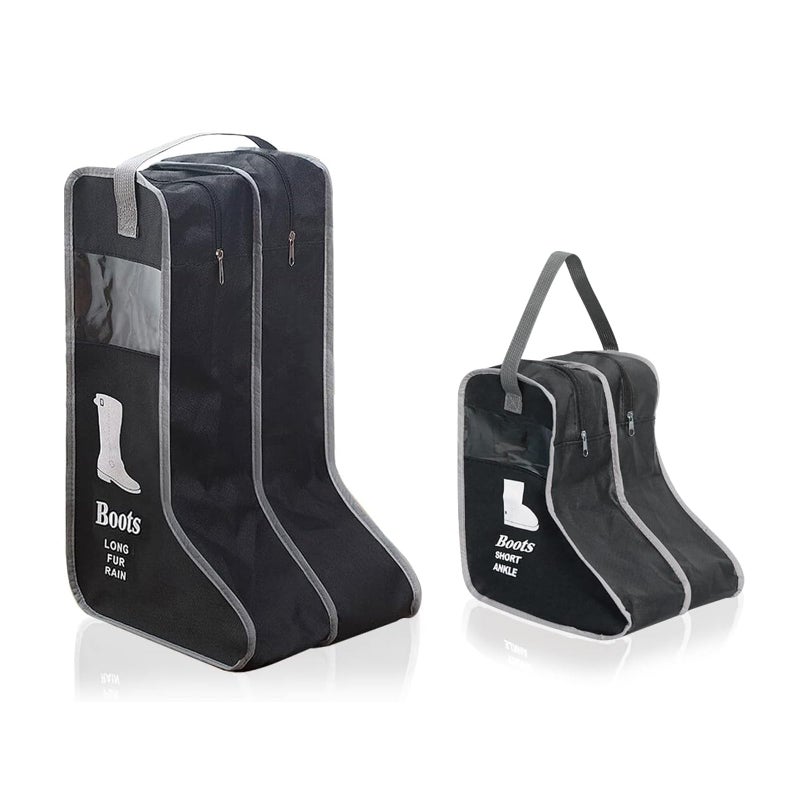 XPAPOV 2 Pack Portable Boots Storage Bag TallShort Boot Carry Bag Boots Organizer Shoe Bags for Storage and Travel Dust Proof Travel Shoe Bags for Packing Black - Image 2