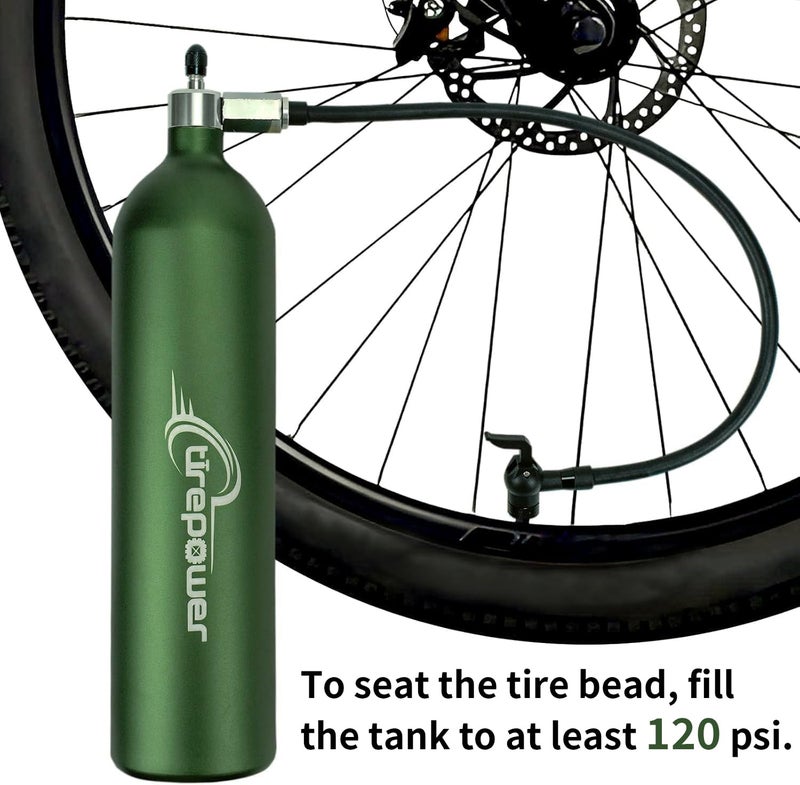 Ctrepower Tubeless Bike Tire Inflator - 1.3L Tubeless Bike Pump for Tubeless Bicycle Tyre Seating and Inflation - Max. 200PSI Tire Booster - Compatible with Clik & Shcrader & Presta (Dark Green) - Image 2