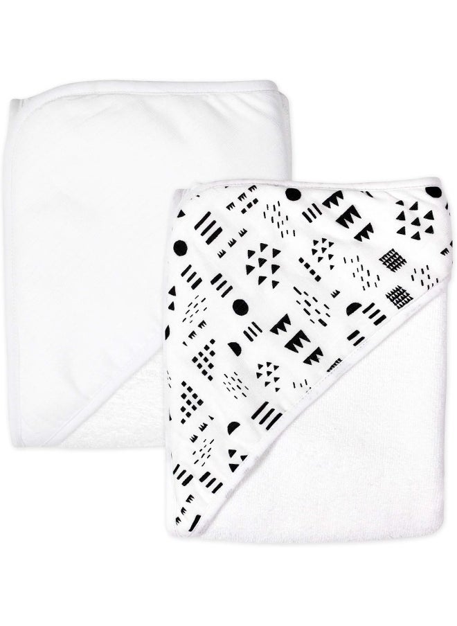 HonestBaby HonestBaby unisex baby 2-Pack Organic Cotton Hooded Towels Bandana, Pattern Play, One Size US  - Image 1