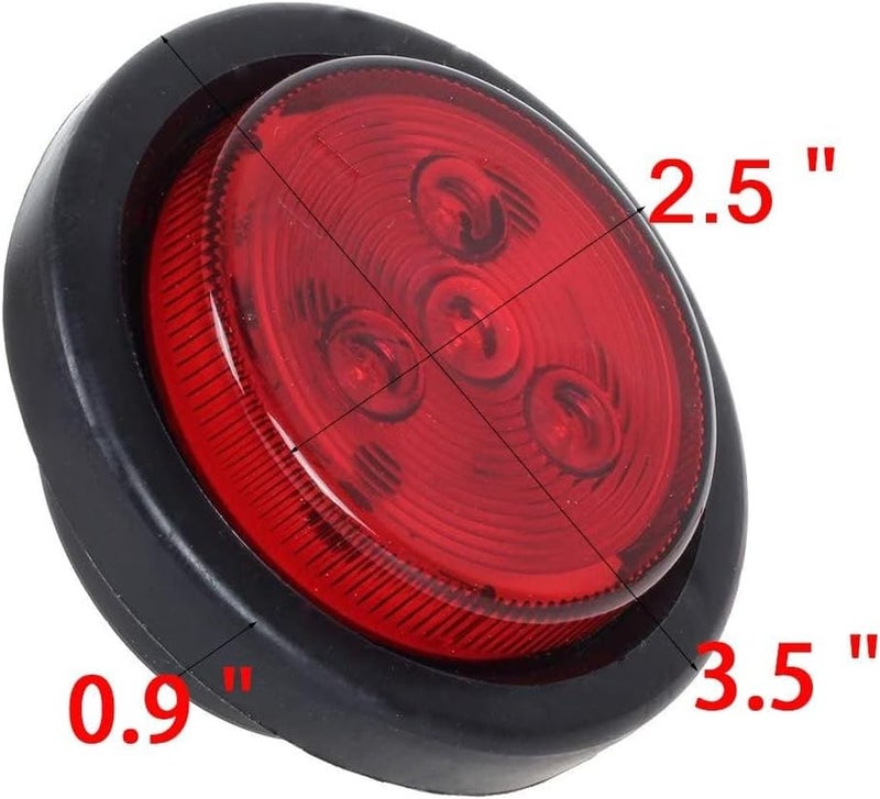NEW SUN 2.5" Round LED Trailer Lights - Red LED Clearance Markers, 4 Diodes, Waterproof, 5 Pcs Pack - Image 3