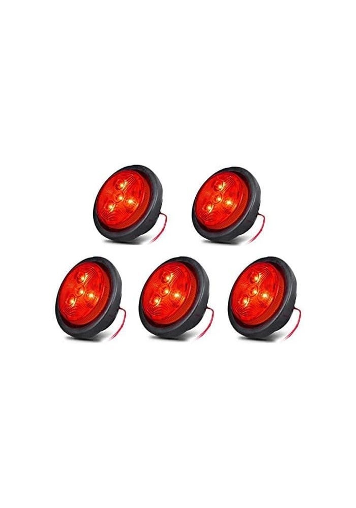 NEW SUN 2.5" Round LED Trailer Lights - Red LED Clearance Markers, 4 Diodes, Waterproof, 5 Pcs Pack - Image 2