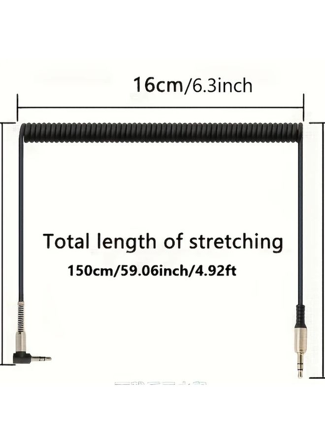 AUX 3.5mm Digital Audio Cable High Elastic Spring Stretchable Length Black For Speaker Headphones Car Audio Hi Fi Audio Adapter Cord - Image 2
