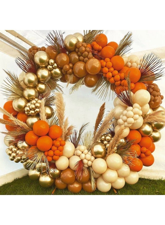 EASUTE Orange Balloons Garland Arch Kit with Chrome Metallic Gold Brown Various Sizes Balloon for Baby Shower Bridal Shower Birthday Party Decorations - Image 1
